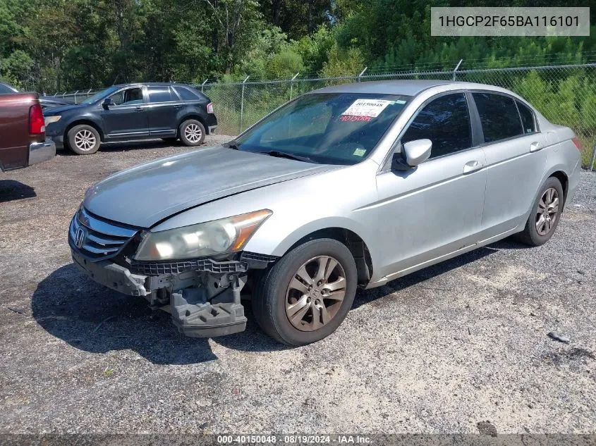 2011 Honda Accord 2.4 Se VIN: 1HGCP2F65BA116101 Lot: 40150048