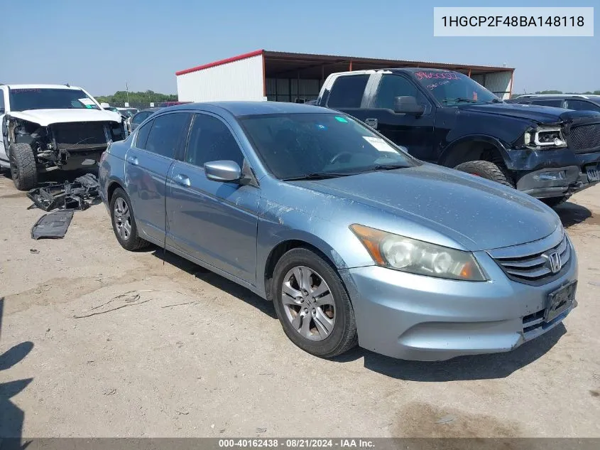 2011 Honda Accord Lxp VIN: 1HGCP2F48BA148118 Lot: 40162438