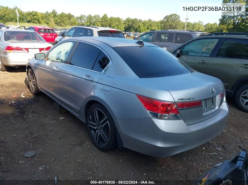 2011 Honda Accord 2.4 Lx VIN: 1HGCP2F36BA033198 Lot: 40176935