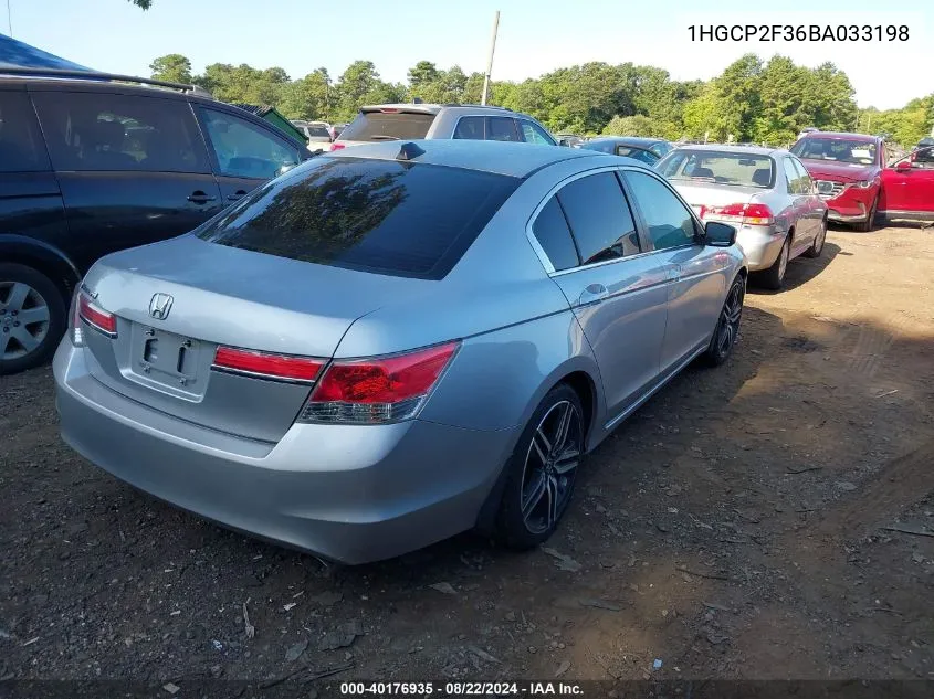 2011 Honda Accord 2.4 Lx VIN: 1HGCP2F36BA033198 Lot: 40176935