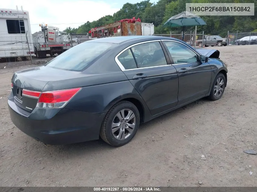 2011 Honda Accord 2.4 Se VIN: 1HGCP2F68BA150842 Lot: 40192267