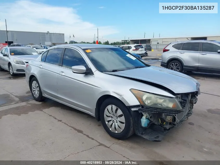 1HGCP2F30BA135287 2011 Honda Accord 2.4 Lx