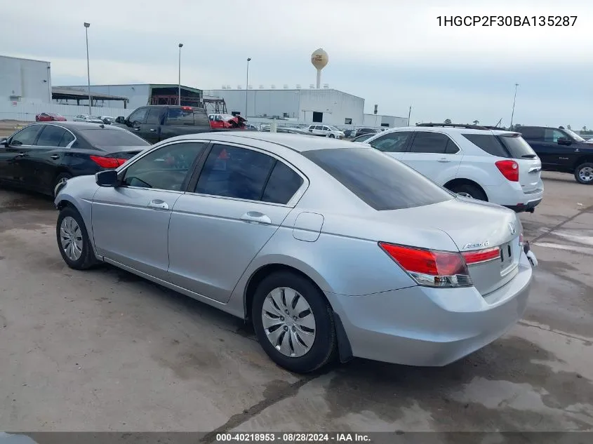 1HGCP2F30BA135287 2011 Honda Accord 2.4 Lx