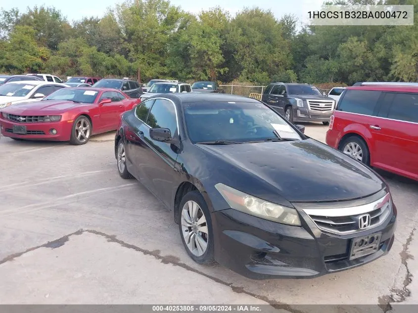 2011 Honda Accord 2.4 Lx-S VIN: 1HGCS1B32BA000472 Lot: 40253805