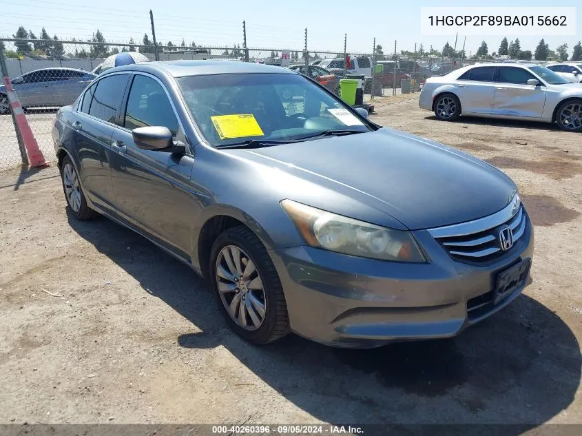 2011 Honda Accord Exl VIN: 1HGCP2F89BA015662 Lot: 40260396