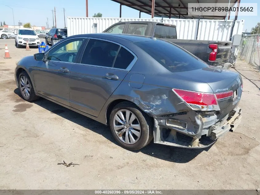 2011 Honda Accord Exl VIN: 1HGCP2F89BA015662 Lot: 40260396