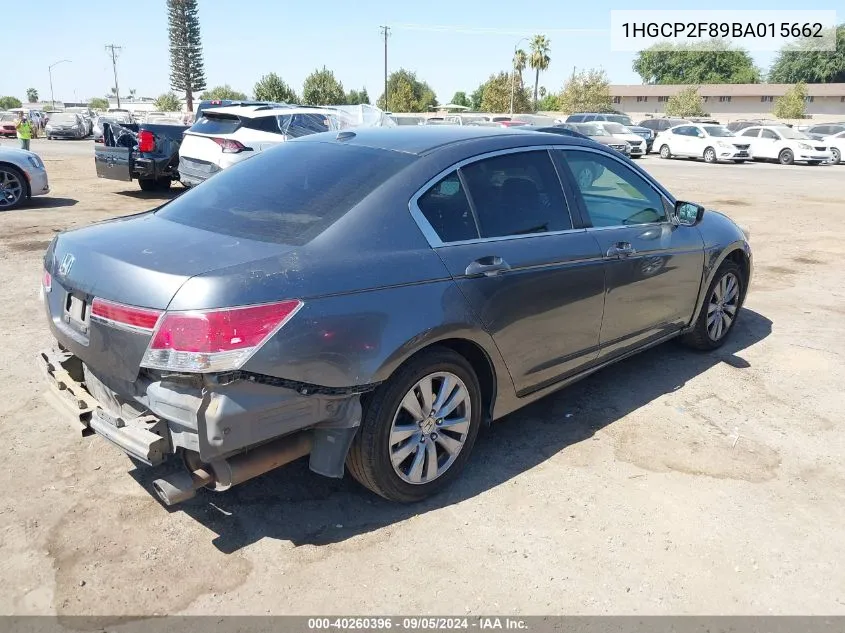 2011 Honda Accord Exl VIN: 1HGCP2F89BA015662 Lot: 40260396