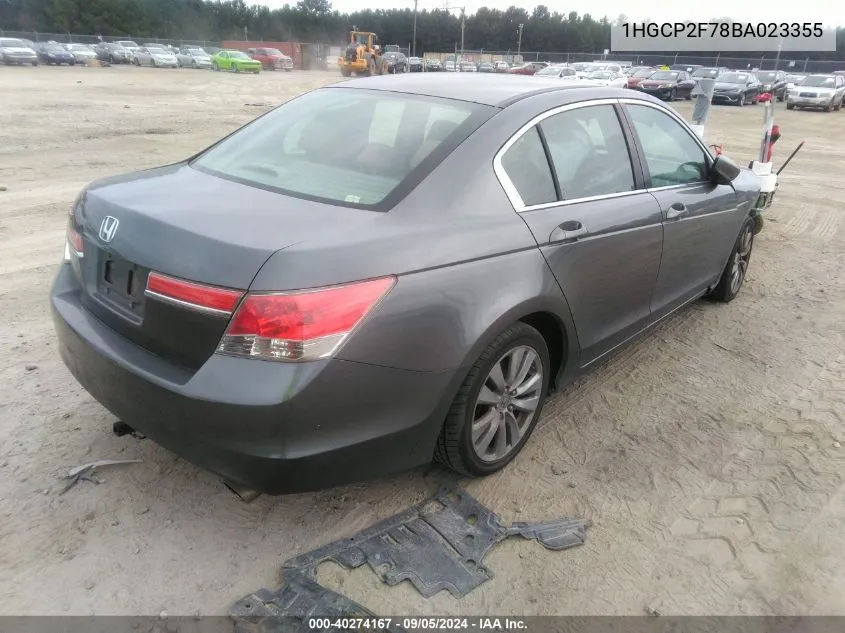 2011 Honda Accord Ex VIN: 1HGCP2F78BA023355 Lot: 40274167