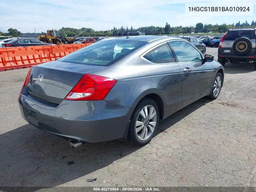 2011 Honda Accord 2.4 Ex-L VIN: 1HGCS1B81BA010924 Lot: 40278984