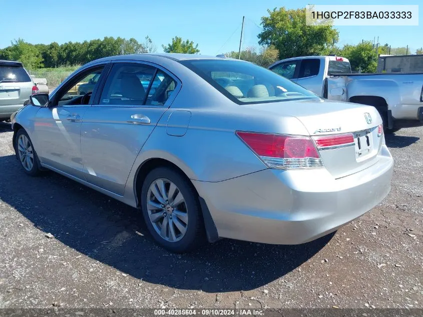 2011 Honda Accord 2.4 Ex-L VIN: 1HGCP2F83BA033333 Lot: 40285604