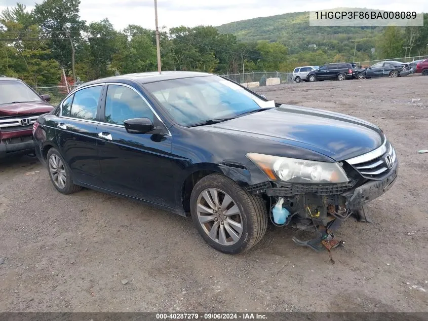 2011 Honda Accord 3.5 Ex-L VIN: 1HGCP3F86BA008089 Lot: 40287279