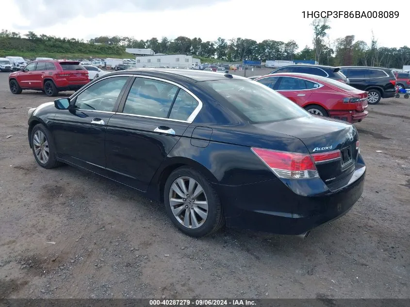 2011 Honda Accord 3.5 Ex-L VIN: 1HGCP3F86BA008089 Lot: 40287279