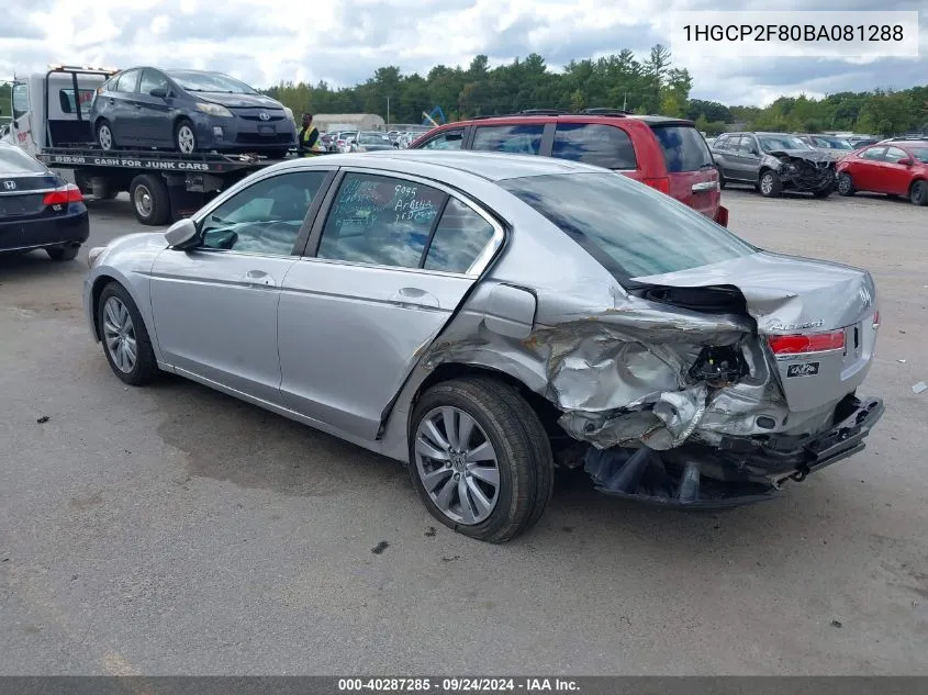 2011 Honda Accord 2.4 Ex-L VIN: 1HGCP2F80BA081288 Lot: 40287285