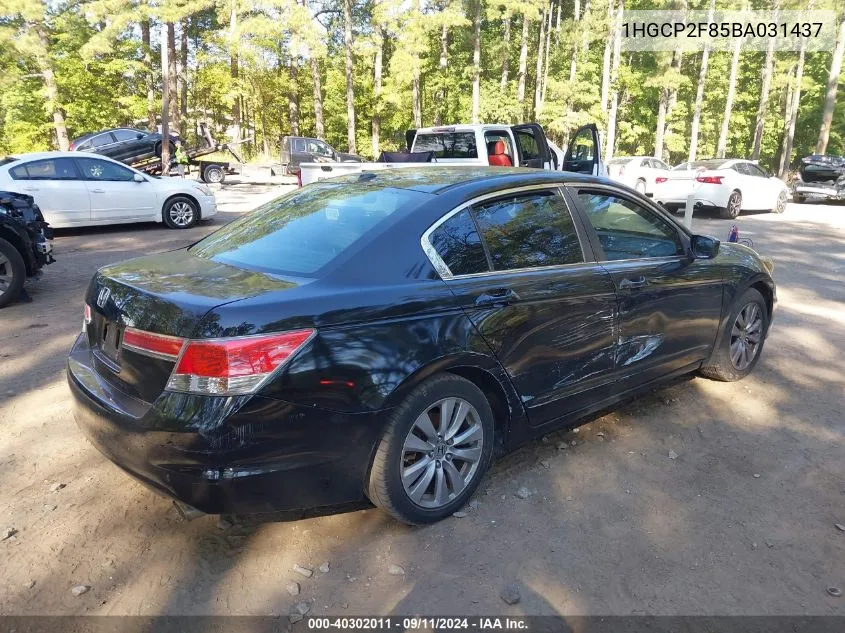 2011 Honda Accord Exl VIN: 1HGCP2F85BA031437 Lot: 40302011