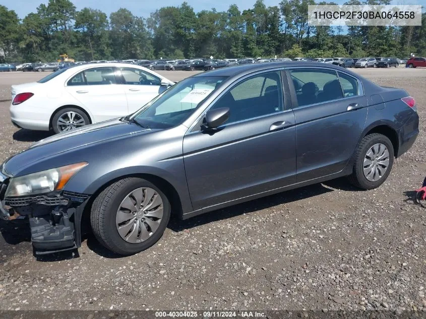 2011 Honda Accord 2.4 Lx VIN: 1HGCP2F30BA064558 Lot: 40304025