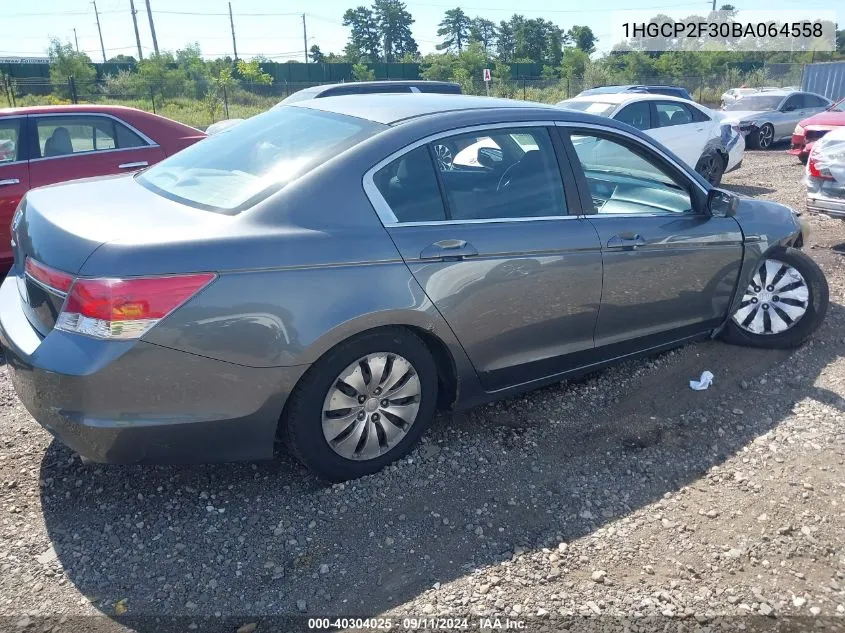 2011 Honda Accord 2.4 Lx VIN: 1HGCP2F30BA064558 Lot: 40304025