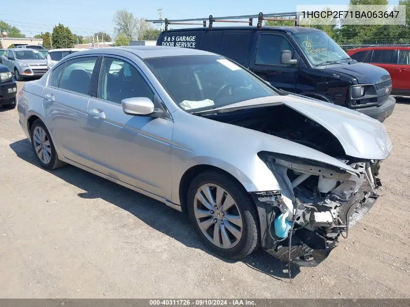 2011 Honda Accord 2.4 Ex VIN: 1HGCP2F71BA063647 Lot: 40311726