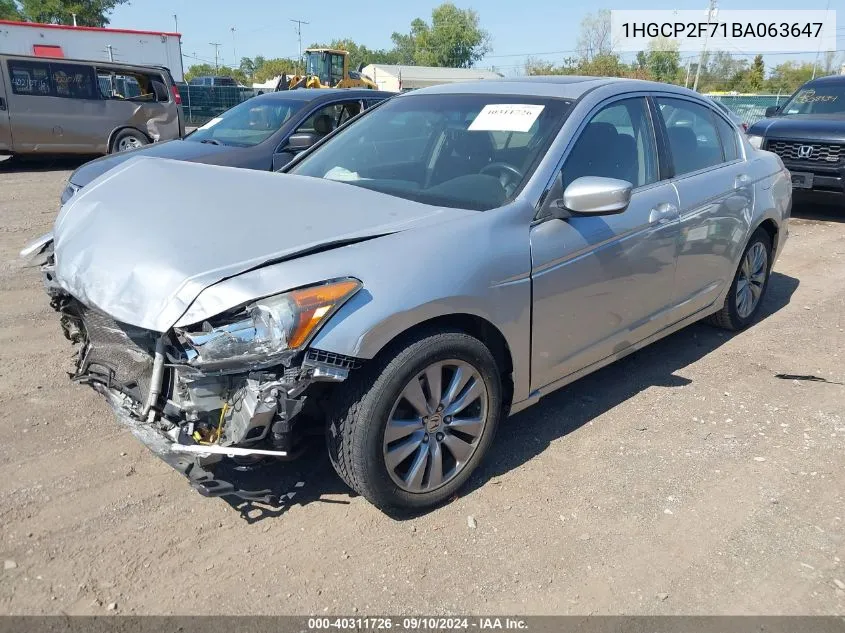 1HGCP2F71BA063647 2011 Honda Accord 2.4 Ex