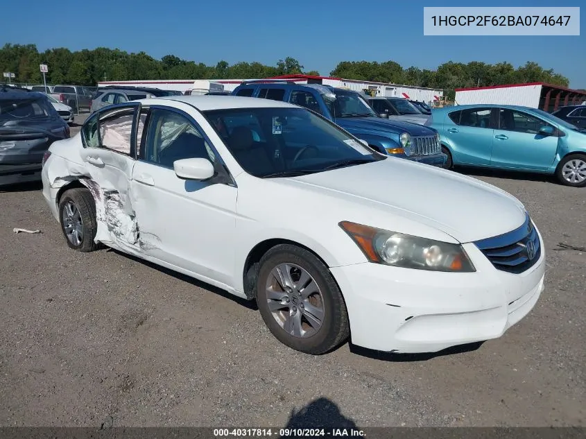 2011 Honda Accord 2.4 Se VIN: 1HGCP2F62BA074647 Lot: 40317814