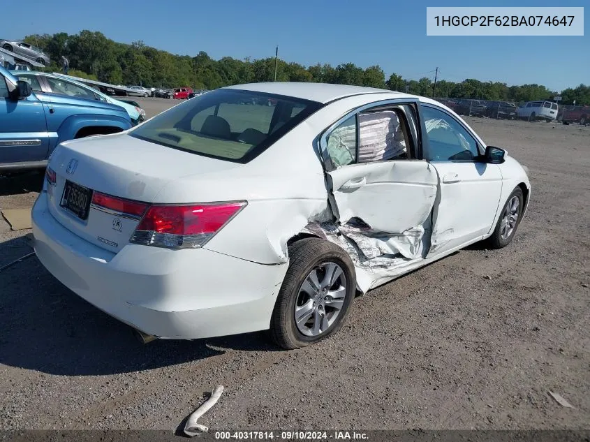 2011 Honda Accord 2.4 Se VIN: 1HGCP2F62BA074647 Lot: 40317814