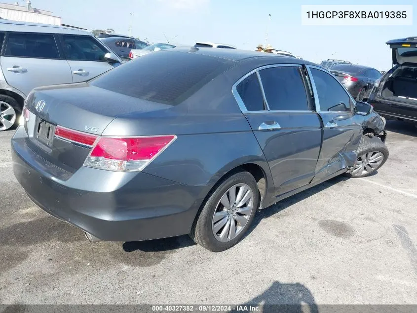 1HGCP3F8XBA019385 2011 Honda Accord Exl