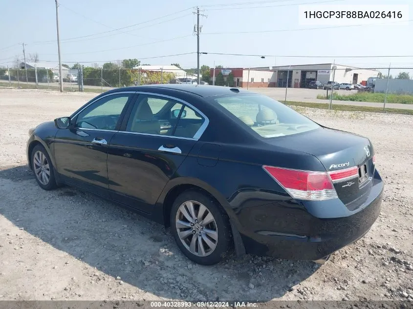 2011 Honda Accord 3.5 Ex-L VIN: 1HGCP3F88BA026416 Lot: 40328993