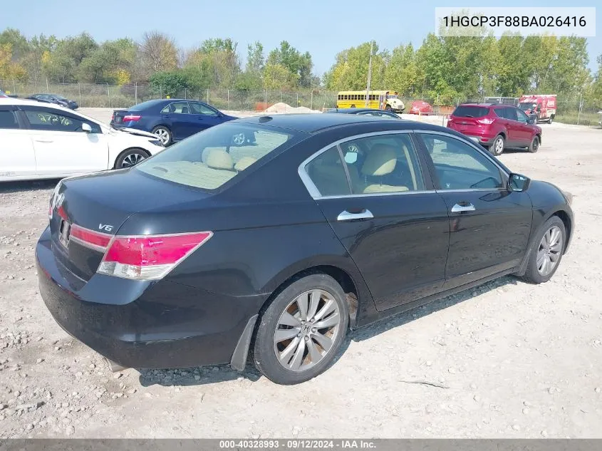 2011 Honda Accord 3.5 Ex-L VIN: 1HGCP3F88BA026416 Lot: 40328993