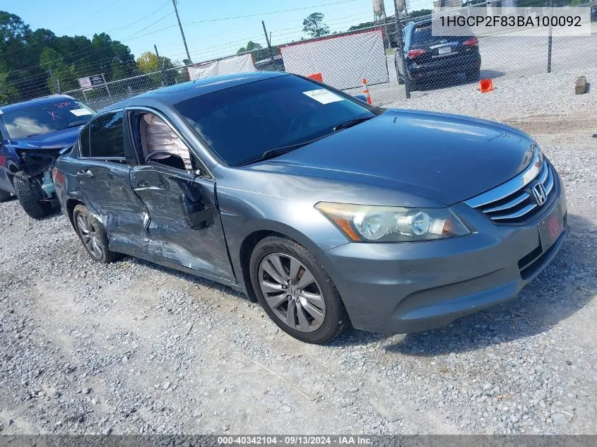 2011 Honda Accord 2.4 Ex-L VIN: 1HGCP2F83BA100092 Lot: 40342104