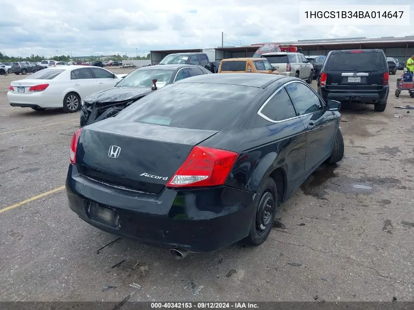 2011 Honda Accord 2.4 Lx-S VIN: 1HGCS1B34BA014647 Lot: 40342153