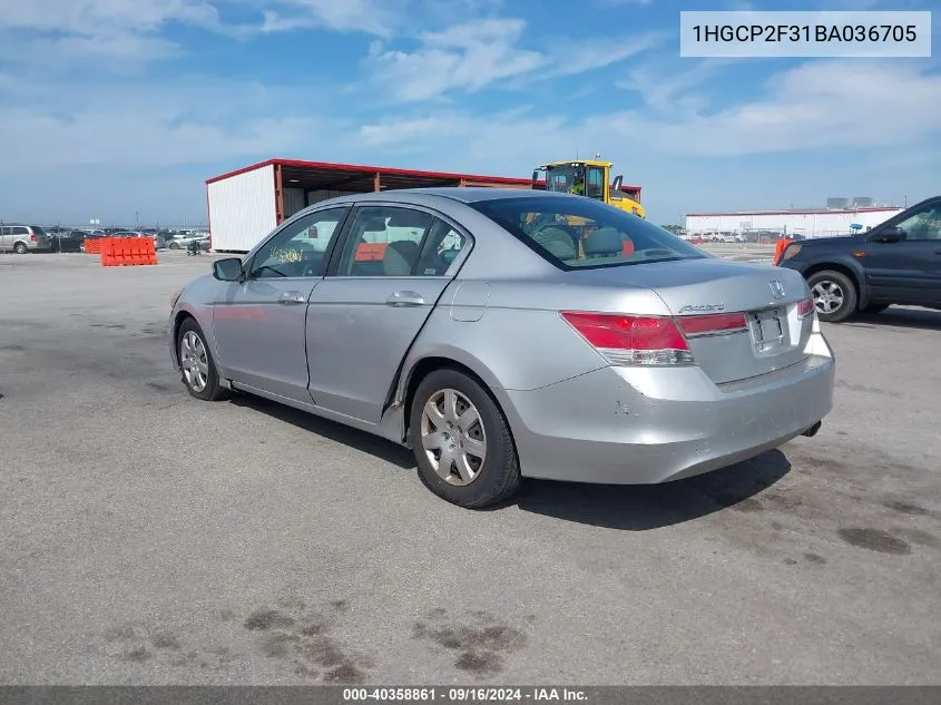 1HGCP2F31BA036705 2011 Honda Accord 2.4 Lx