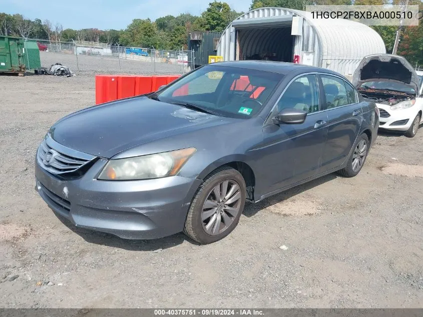 1HGCP2F8XBA000510 2011 Honda Accord 2.4 Ex-L