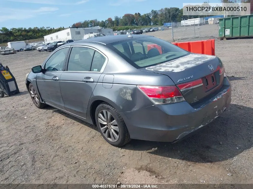 1HGCP2F8XBA000510 2011 Honda Accord 2.4 Ex-L