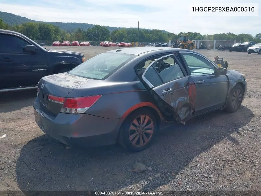 1HGCP2F8XBA000510 2011 Honda Accord 2.4 Ex-L