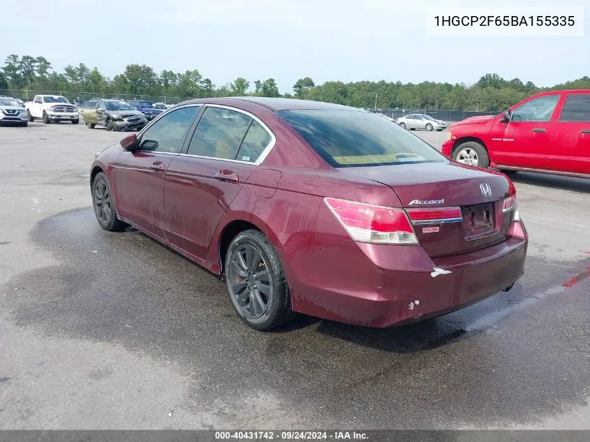 2011 Honda Accord 2.4 Se VIN: 1HGCP2F65BA155335 Lot: 40431742