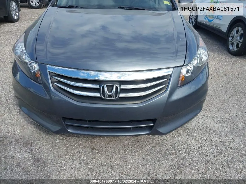 2011 Honda Accord Lxp VIN: 1HGCP2F4XBA081571 Lot: 40476907