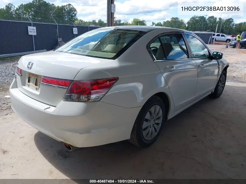 2011 Honda Accord 2.4 Lx VIN: 1HGCP2F38BA013096 Lot: 40487484