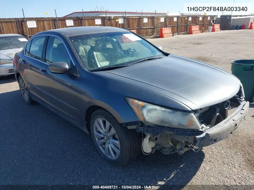 2011 Honda Accord 2.4 Ex-L VIN: 1HGCP2F84BA003340 Lot: 40489721