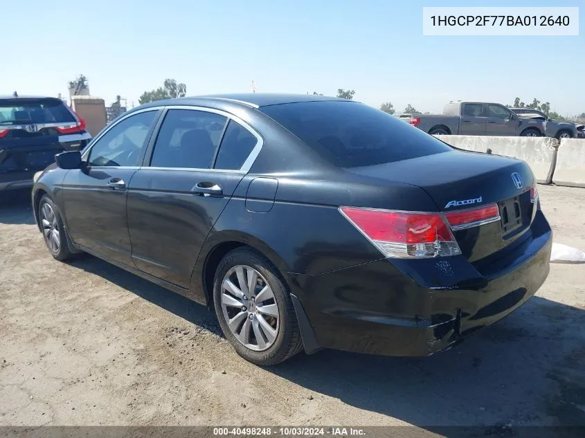 2011 Honda Accord 2.4 Ex VIN: 1HGCP2F77BA012640 Lot: 40498248