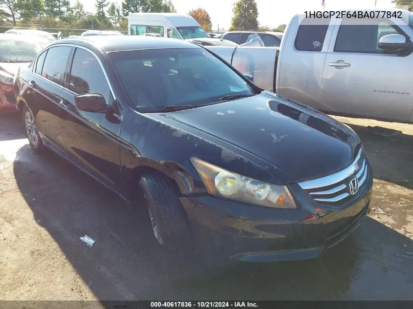 2011 Honda Accord 2.4 Se VIN: 1HGCP2F64BA077842 Lot: 40617836