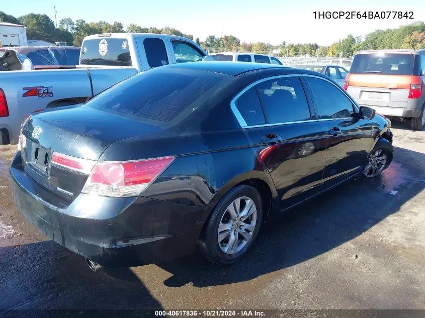 2011 Honda Accord 2.4 Se VIN: 1HGCP2F64BA077842 Lot: 40617836