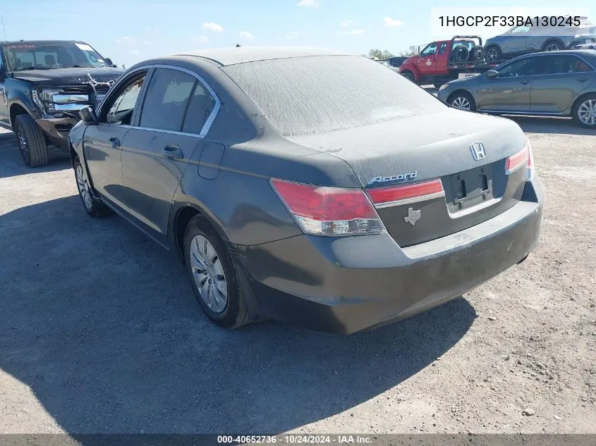 2011 Honda Accord 2.4 Lx VIN: 1HGCP2F33BA130245 Lot: 40652736