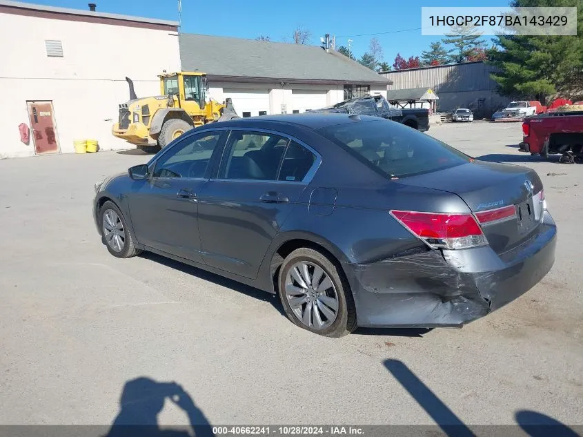 2011 Honda Accord 2.4 Ex-L VIN: 1HGCP2F87BA143429 Lot: 40662241