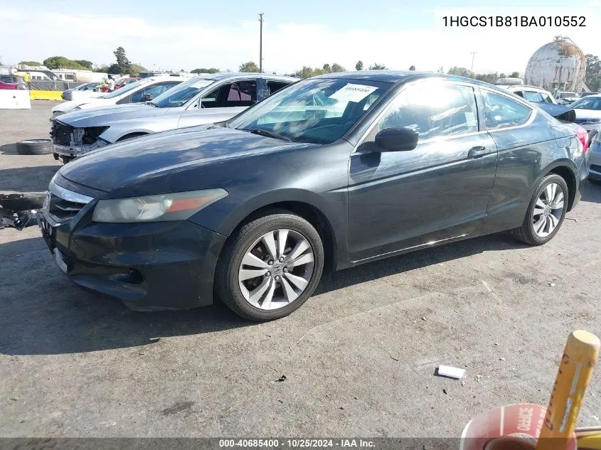 2011 Honda Accord 2.4 Ex-L VIN: 1HGCS1B81BA010552 Lot: 40685400