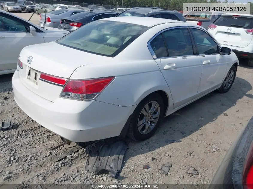 2011 Honda Accord 2.4 Lx-P VIN: 1HGCP2F49BA052126 Lot: 40692868