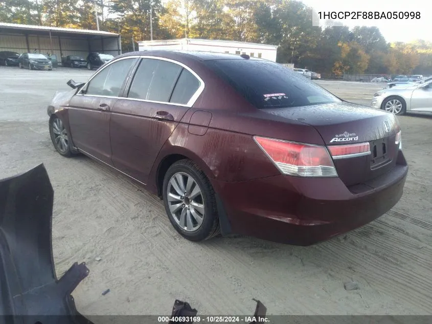 2011 Honda Accord 2.4 Ex-L VIN: 1HGCP2F88BA050998 Lot: 40693169