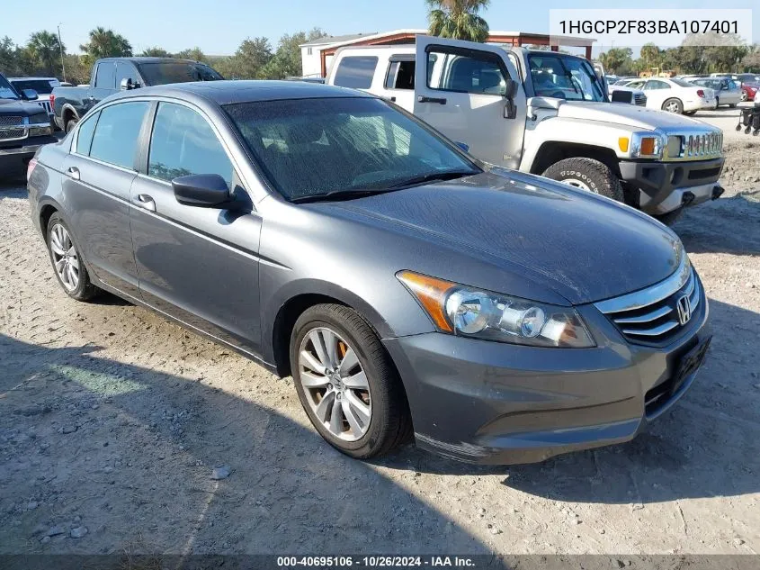 2011 Honda Accord 2.4 Ex-L VIN: 1HGCP2F83BA107401 Lot: 40695106