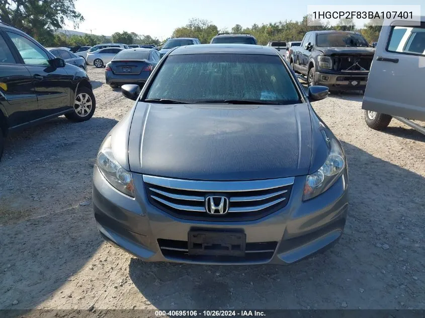 2011 Honda Accord 2.4 Ex-L VIN: 1HGCP2F83BA107401 Lot: 40695106