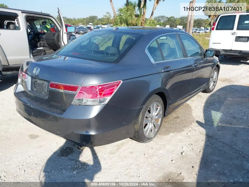 2011 Honda Accord 2.4 Ex-L VIN: 1HGCP2F83BA107401 Lot: 40695106