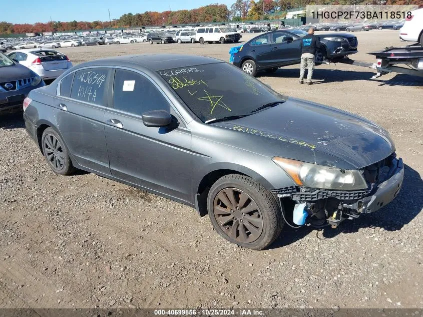 2011 Honda Accord 2.4 Ex VIN: 1HGCP2F73BA118518 Lot: 40699856