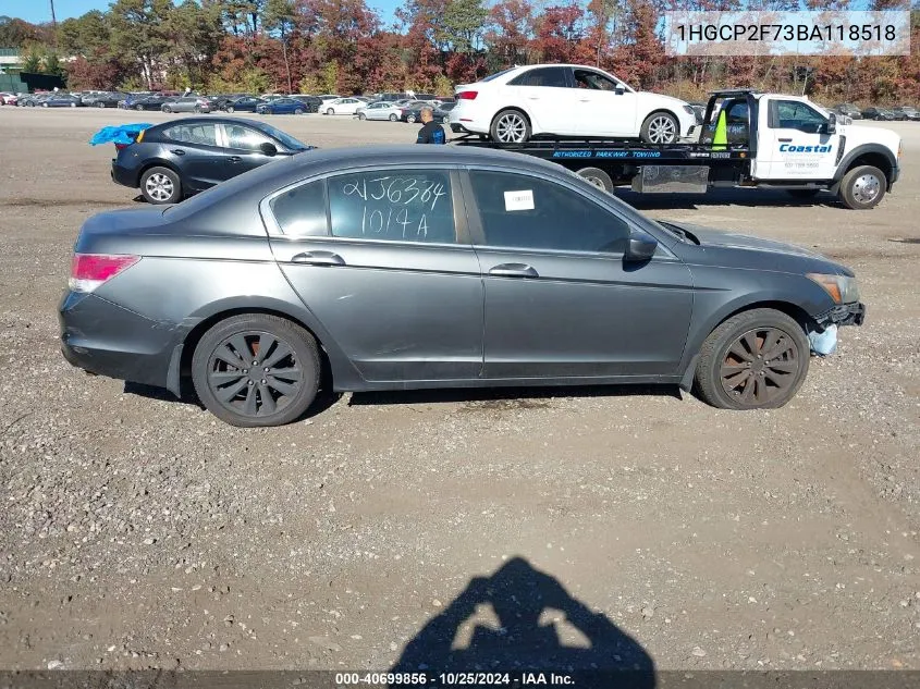 2011 Honda Accord 2.4 Ex VIN: 1HGCP2F73BA118518 Lot: 40699856